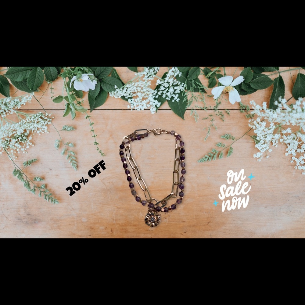 Unwritten bracelet Genuine Amethyst Doub…